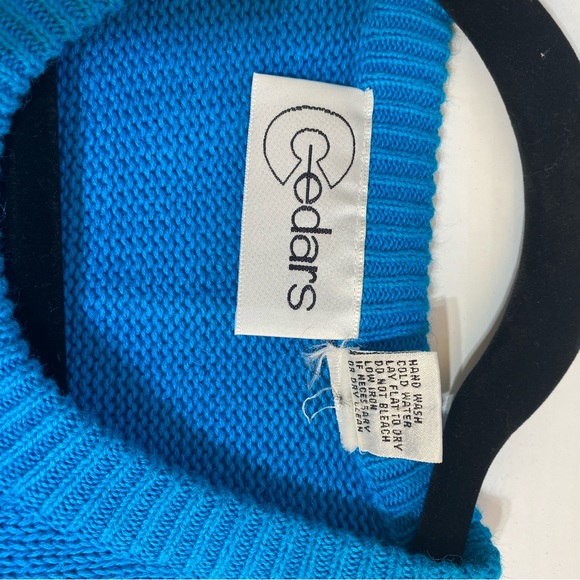 CEDAR  tight Knit beaded patch size L turquoise long sleeve pullover - Picture 7 of 9